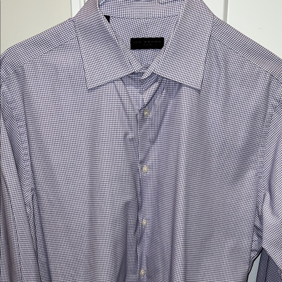 Ike Behar Purple & White Check Dress Shirt - 17 Neck 34 Sleeve - Picture 1 of 13